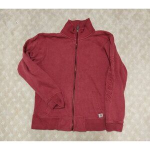 Carhartt Jacket Women's M (8-10) Red Full Zip Mock Neck Script Sleeve Logo Sweat
